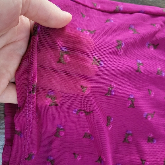 FOREVER 21 Floral Pink Mesh Net Mini Bodycon Dress Size S Y2K Disco Long Sleeve - Picture 4 of 9